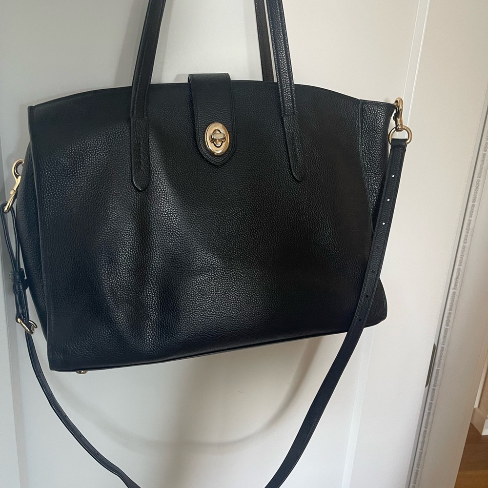 Coach leather Turnlock Charlie Carry-all bag in black pebbled leather